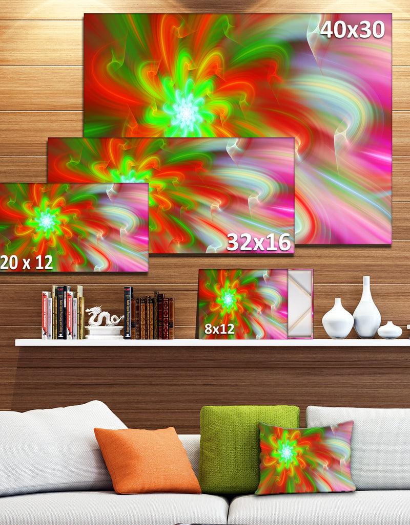 DesignQ Dance Of Red Fractal Flower Petals - Extra Large Floral Wall Art On Canvas