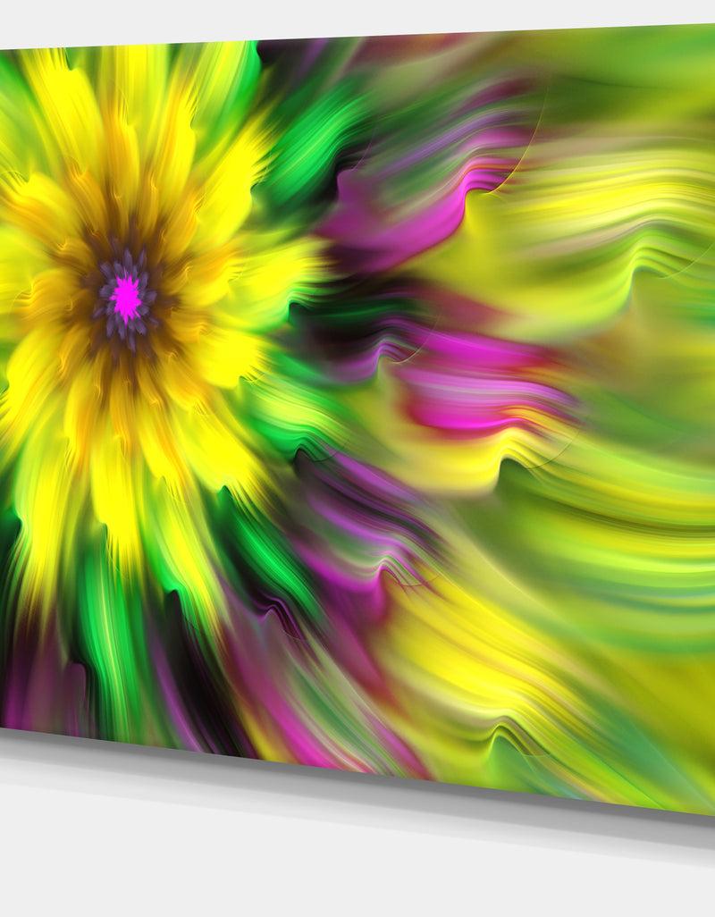 DesignQ Dance Of Yellow Exotic Flower - Modern Floral Art