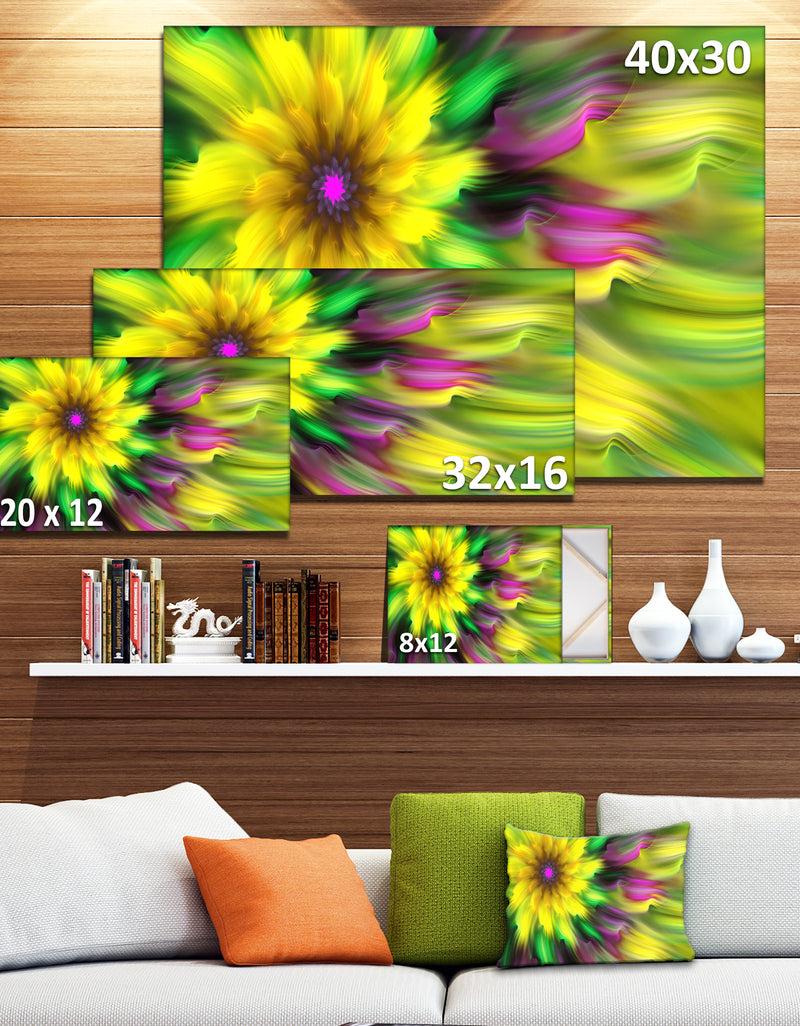 DesignQ Dance Of Yellow Exotic Flower - Modern Floral Art
