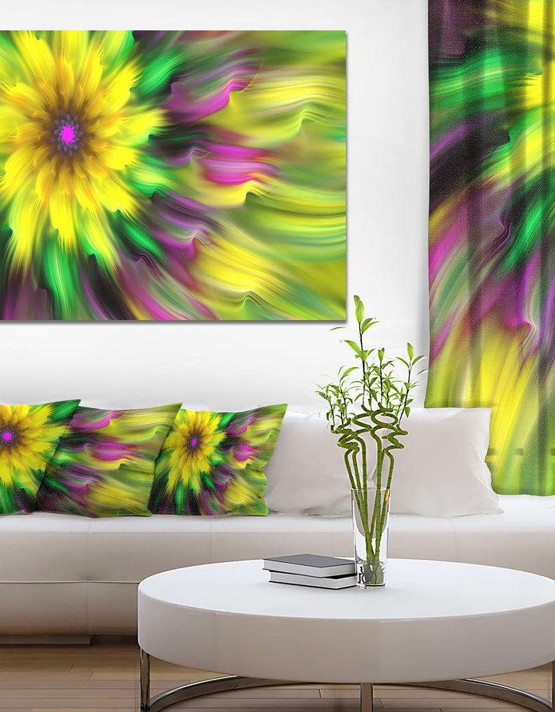 DesignQ Dance of Yellow Exotic Flower - Modern Floral Art