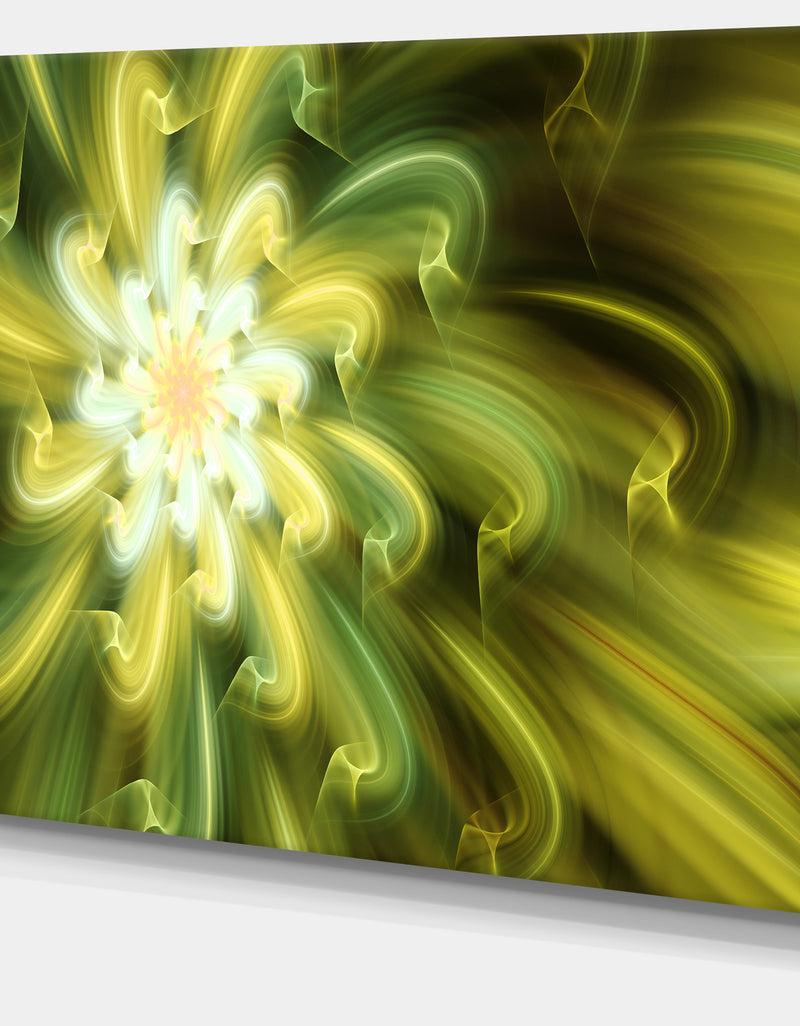 DesignQ Dance Of Yellow Fractal Petals - Extra Large Floral Wall Art On Canvas