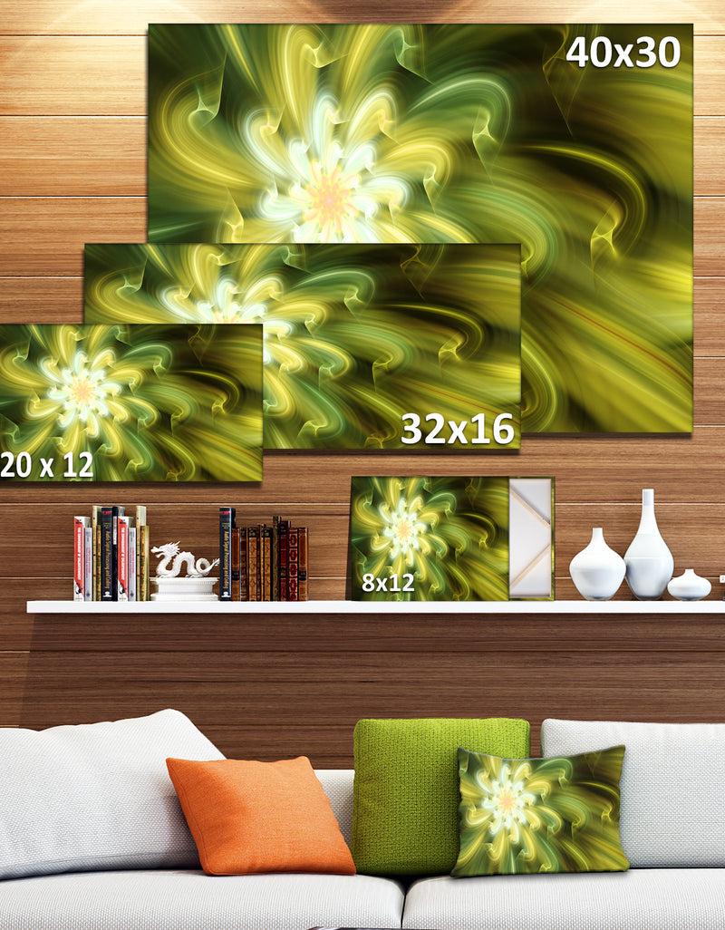 DesignQ Dance Of Yellow Fractal Petals - Extra Large Floral Wall Art On Canvas
