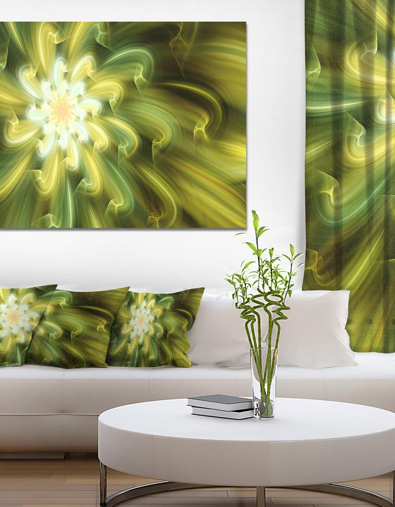 DesignQ Dance of Yellow Fractal Petals - Extra Large Floral Wall Art on Canvas