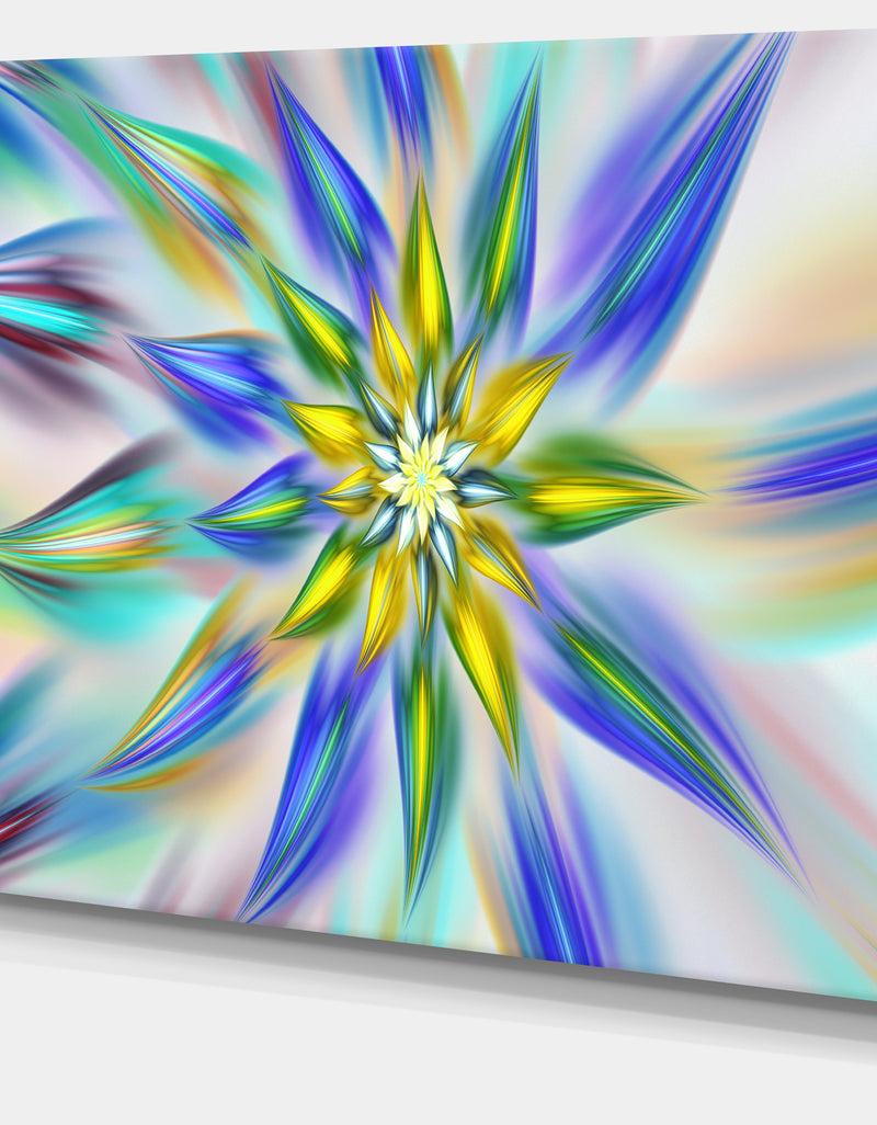 DesignQ Dancing Blue Fractal Flower - Modern Floral Art