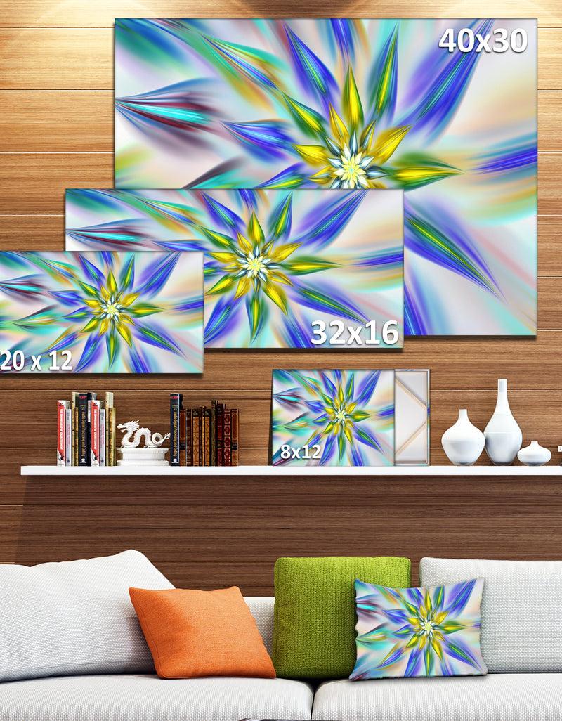 DesignQ Dancing Blue Fractal Flower - Modern Floral Art