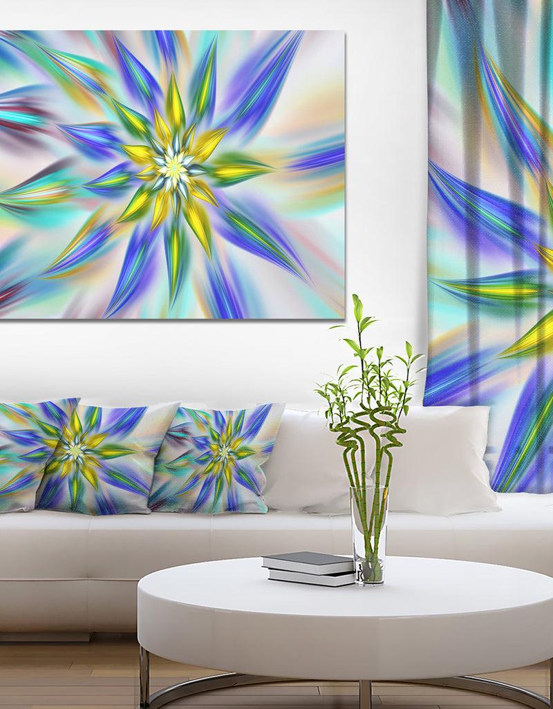 DesignQ Dancing Blue Fractal Flower - Modern Floral Art