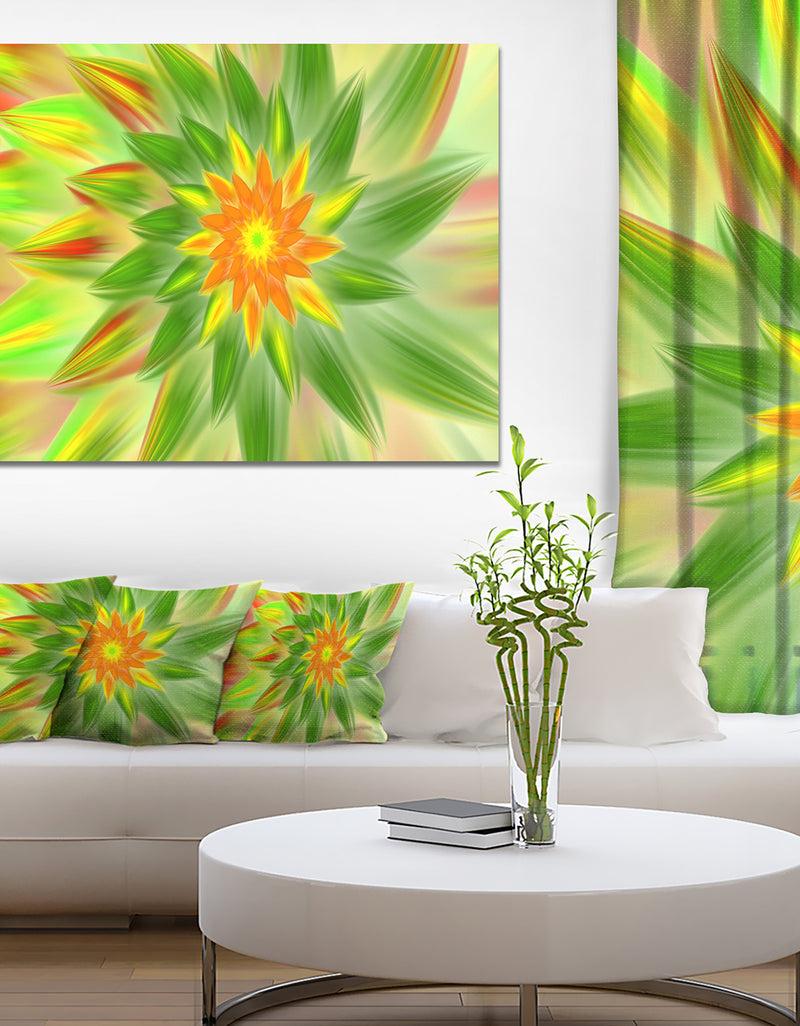 DesignQ Dancing Green Fractal Flower - Extra Large Floral Canvas Art Print