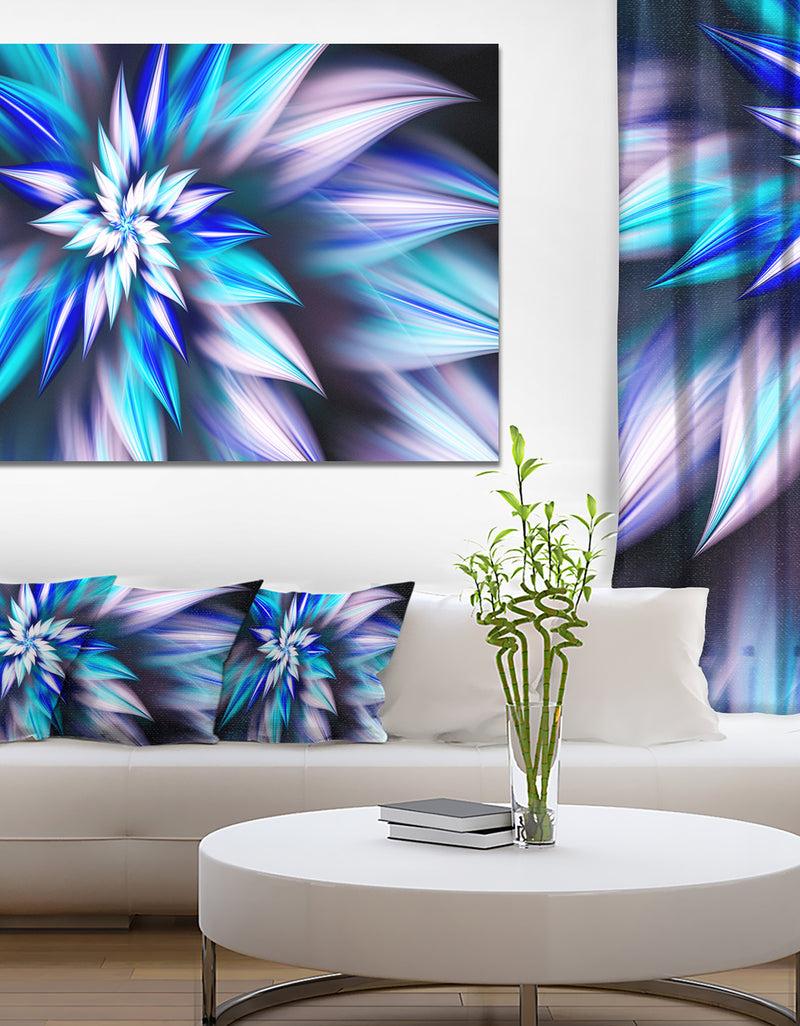 DesignQ Dancing Light Blue Flower Petals - Extra Large Floral Canvas Art Print