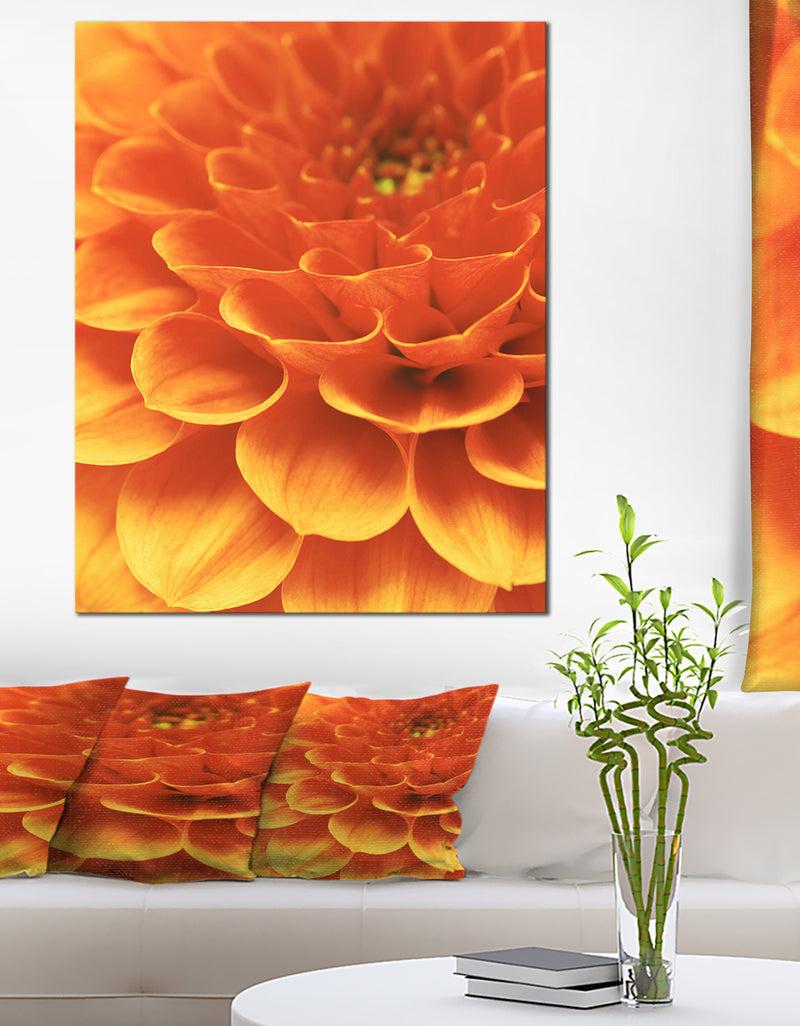 DesignQ Dark Abstract Yellow Flower Petals - Modern Floral Canvas Wall Art