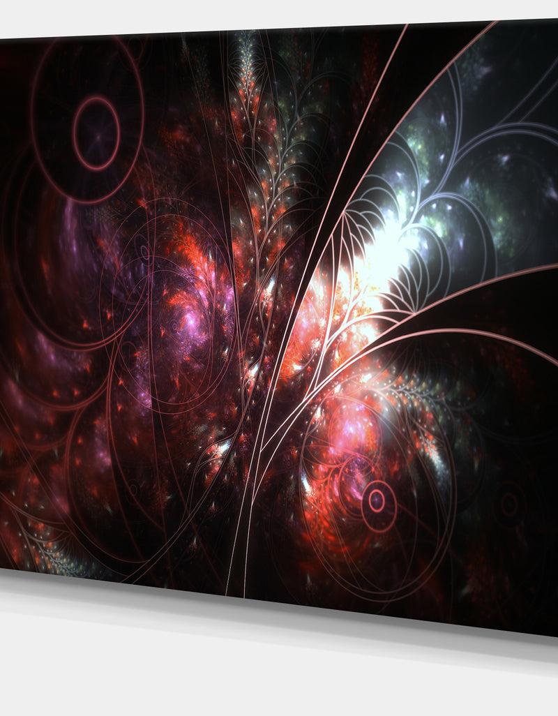DesignQ Dark Alien Digital Art Fractal Flower - Large Floral Canvas Art Print