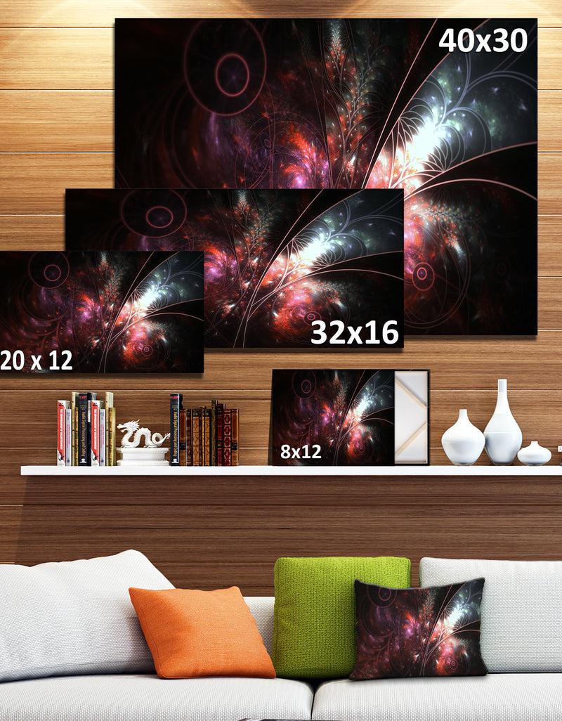 DesignQ Dark Alien Digital Art Fractal Flower - Large Floral Canvas Art Print
