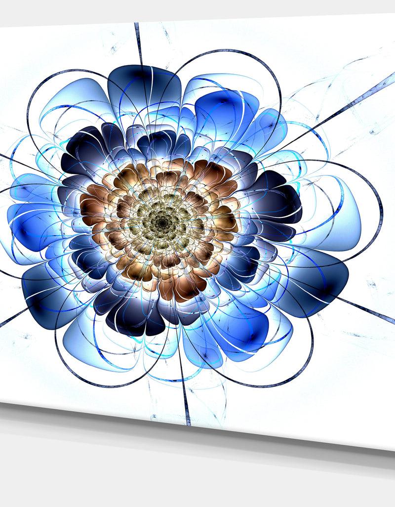 DesignQ Dark Blue Fractal Flower - Digital Art Floral Canvas Print