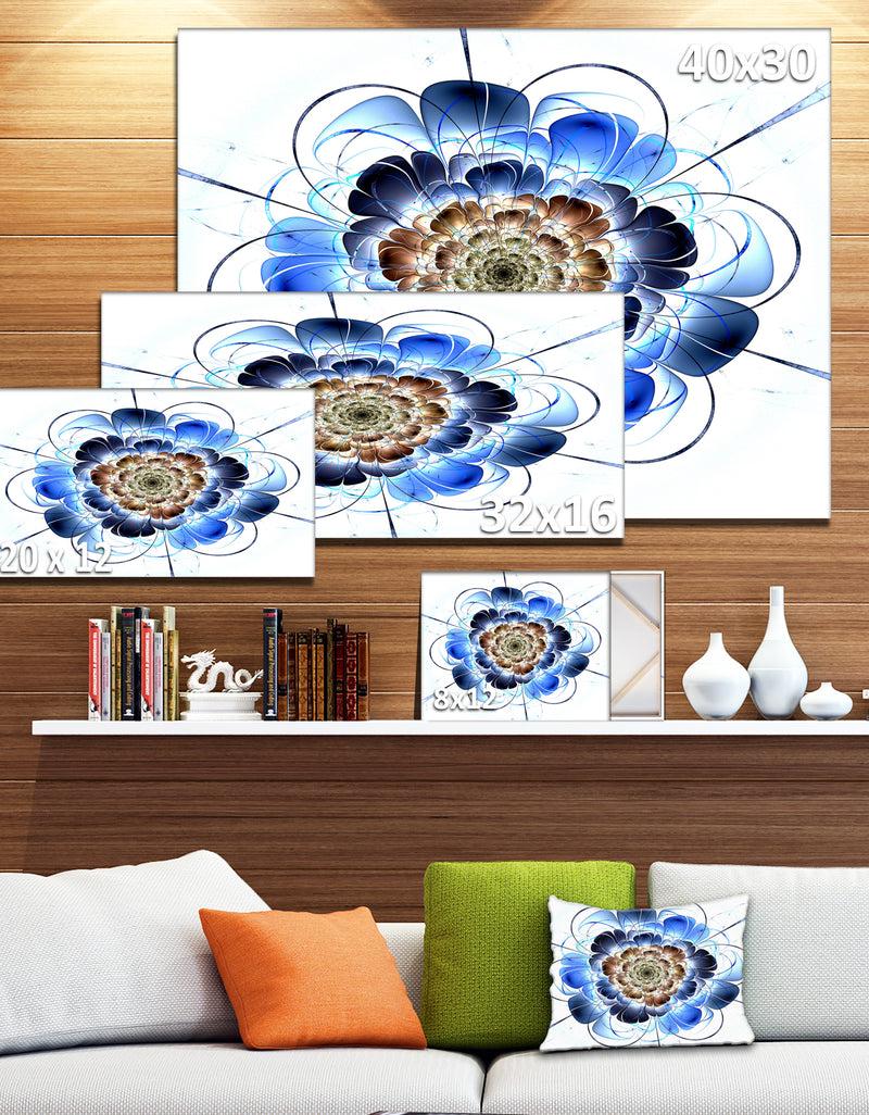 DesignQ Dark Blue Fractal Flower - Digital Art Floral Canvas Print