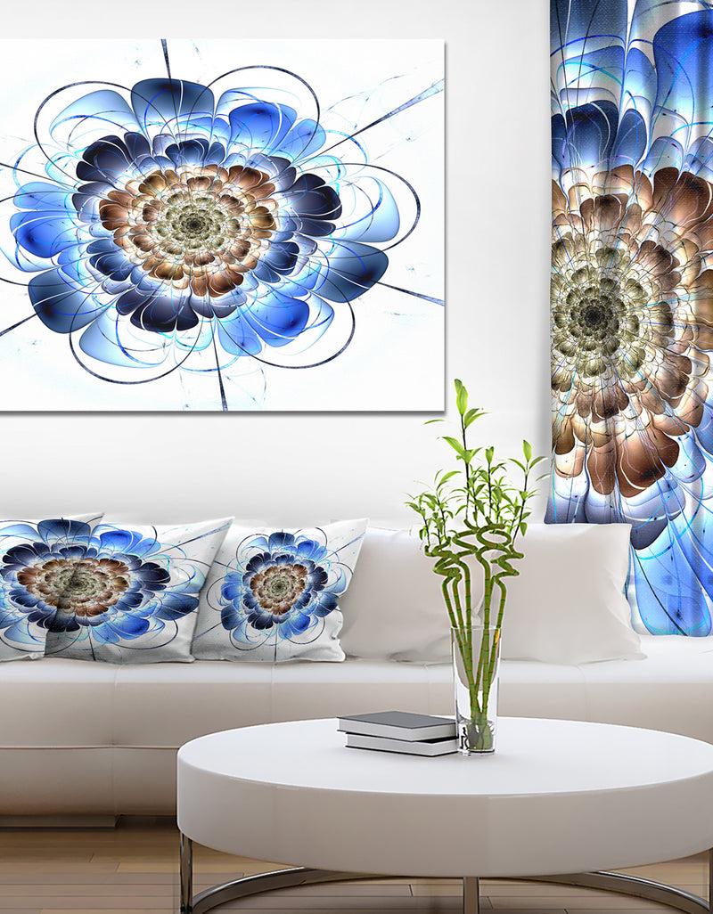 DesignQ Dark Blue Fractal Flower - Digital Art Floral Canvas Print