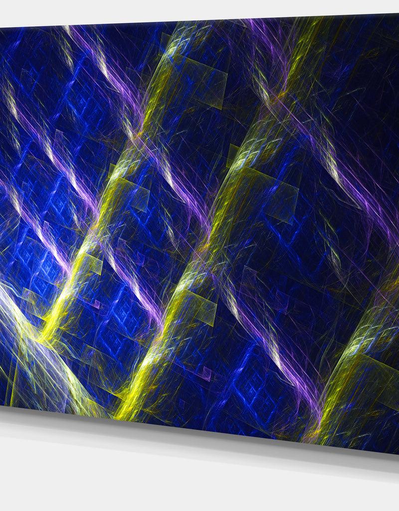 DesignQ Dark Blue Fractal Grill - Extra Large Abstract Art On Canvas