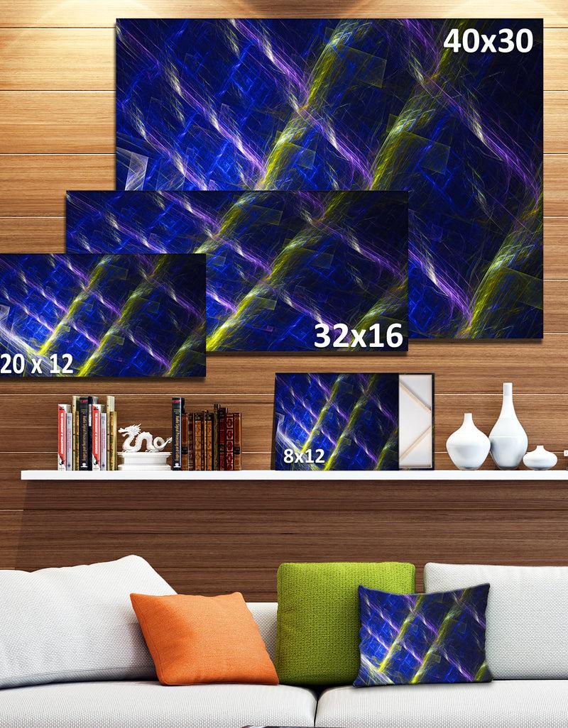 DesignQ Dark Blue Fractal Grill - Extra Large Abstract Art On Canvas