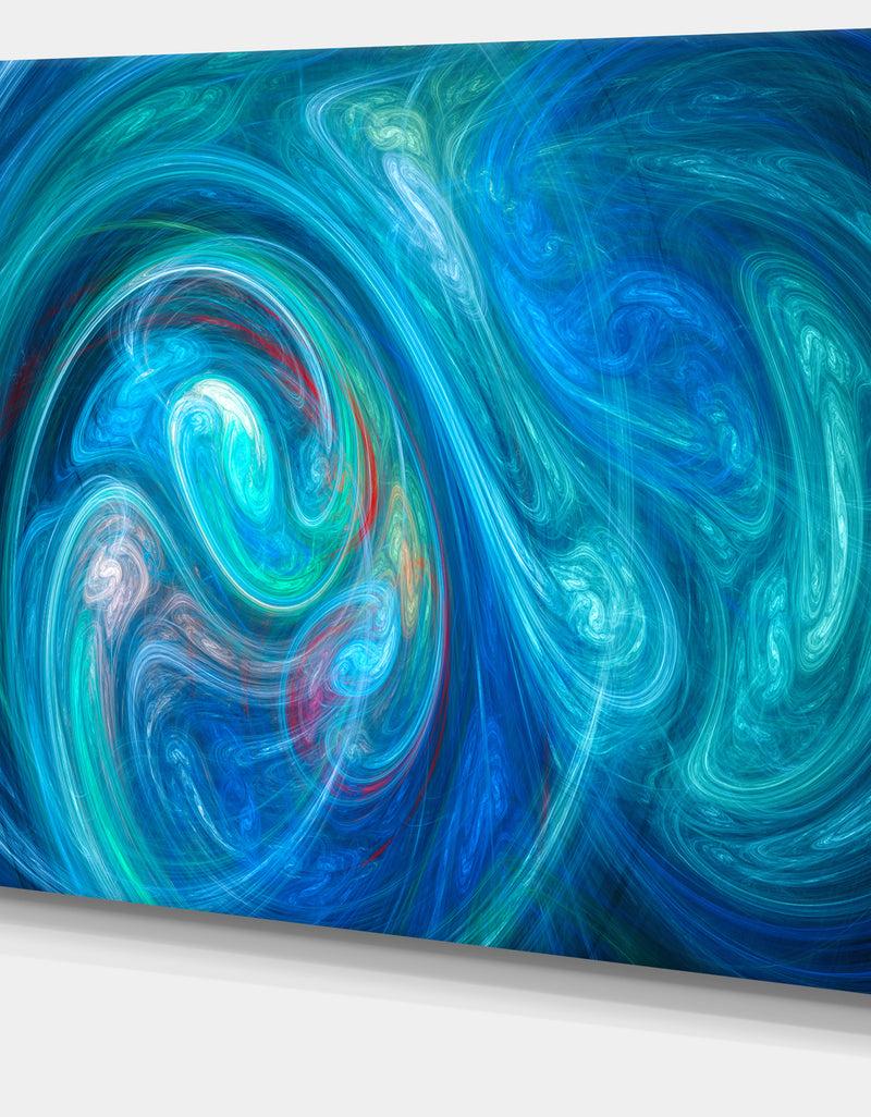 DesignQ Dark Blue Fractal Large Texture - Large Canvas Wall Art