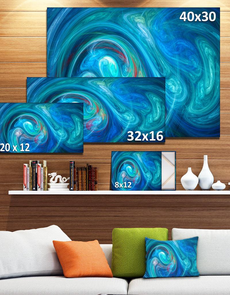 DesignQ Dark Blue Fractal Large Texture - Large Canvas Wall Art