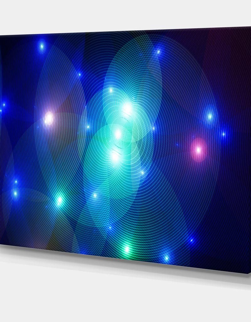 DesignQ Dark Blue Fractal Lights In Fog - Extra Large Abstract Canvas Art Print Canvas