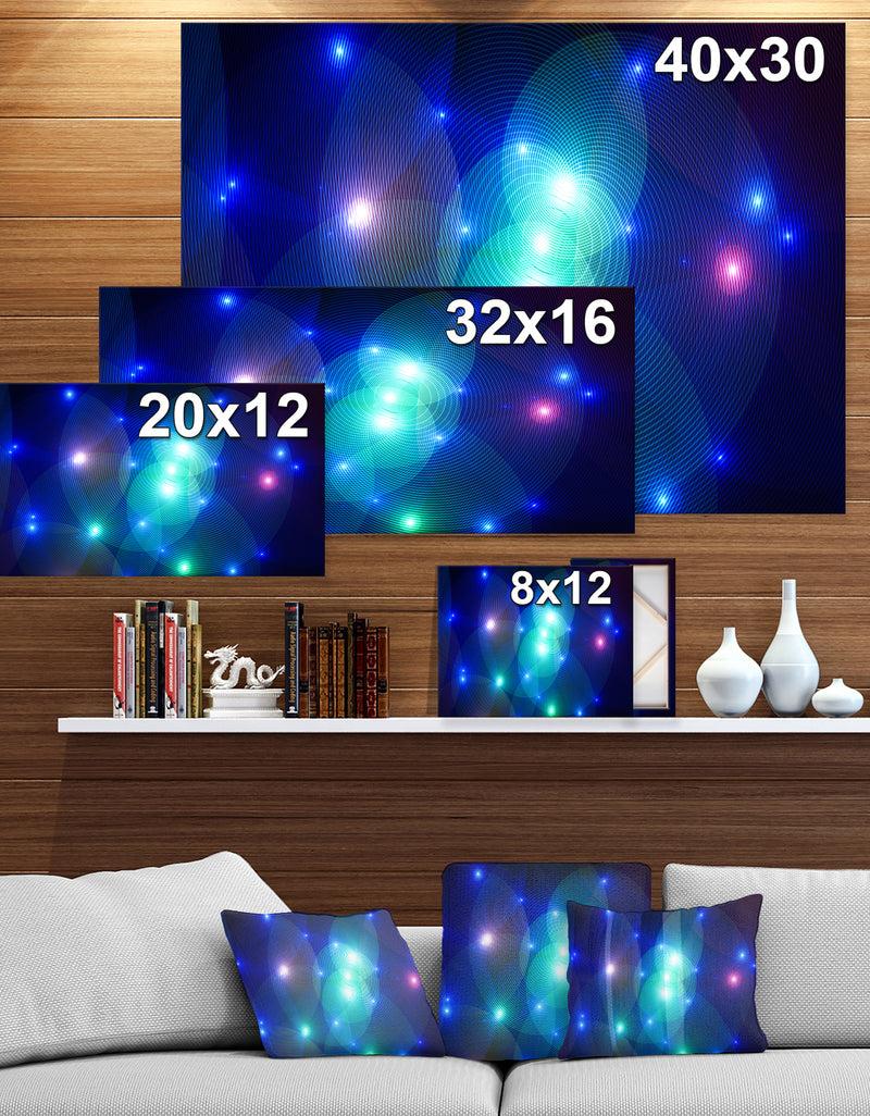 DesignQ Dark Blue Fractal Lights In Fog - Extra Large Abstract Canvas Art Print Canvas