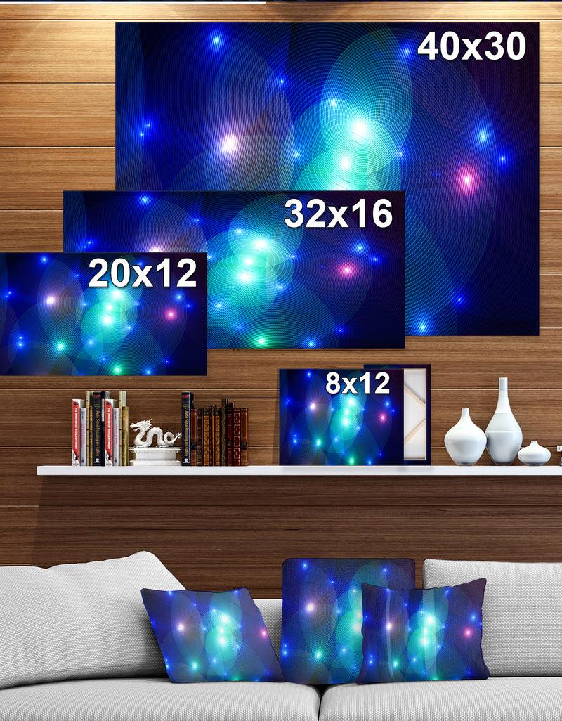 DesignQ Dark Blue Fractal Lights in Fog - Extra Large Abstract Canvas Art Print Canvas