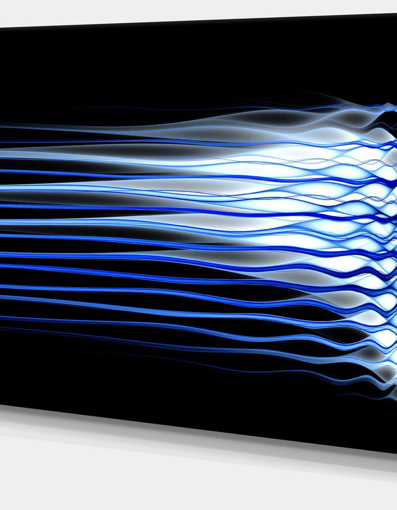 DesignQ Dark Blue Fractal Waves - Extra Large Abstract Canvas Art Print