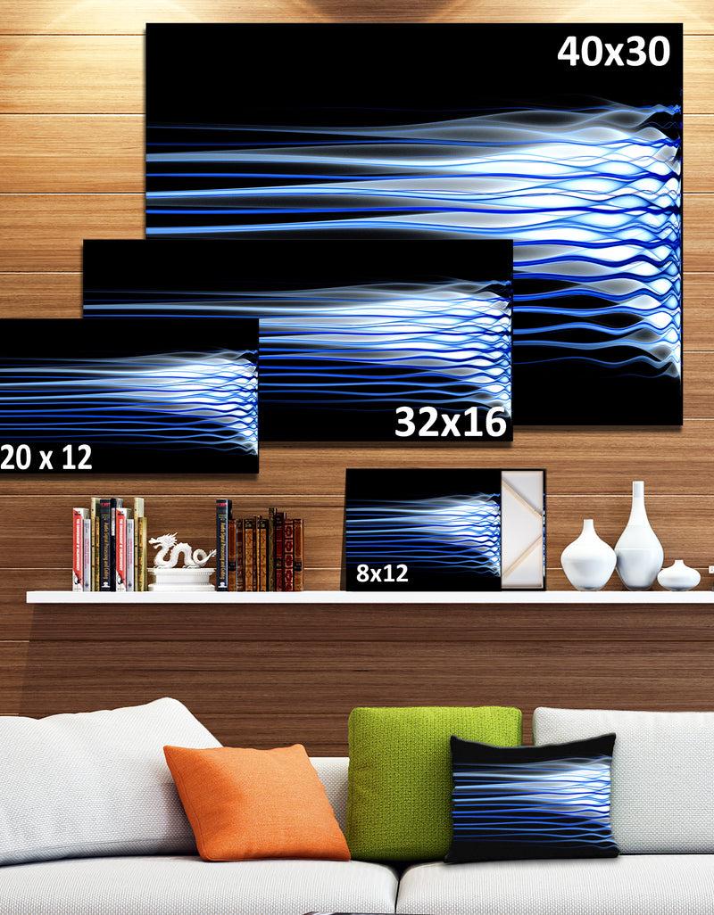 DesignQ Dark Blue Fractal Waves - Extra Large Abstract Canvas Art Print