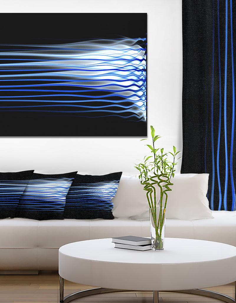 DesignQ Dark Blue Fractal Waves - Extra Large Abstract Canvas Art Print