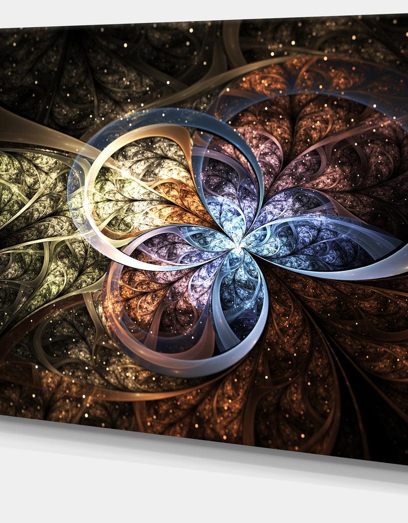 DesignQ Dark Brown Fractal Flower Digital Art - Large Floral Canvas Art Print