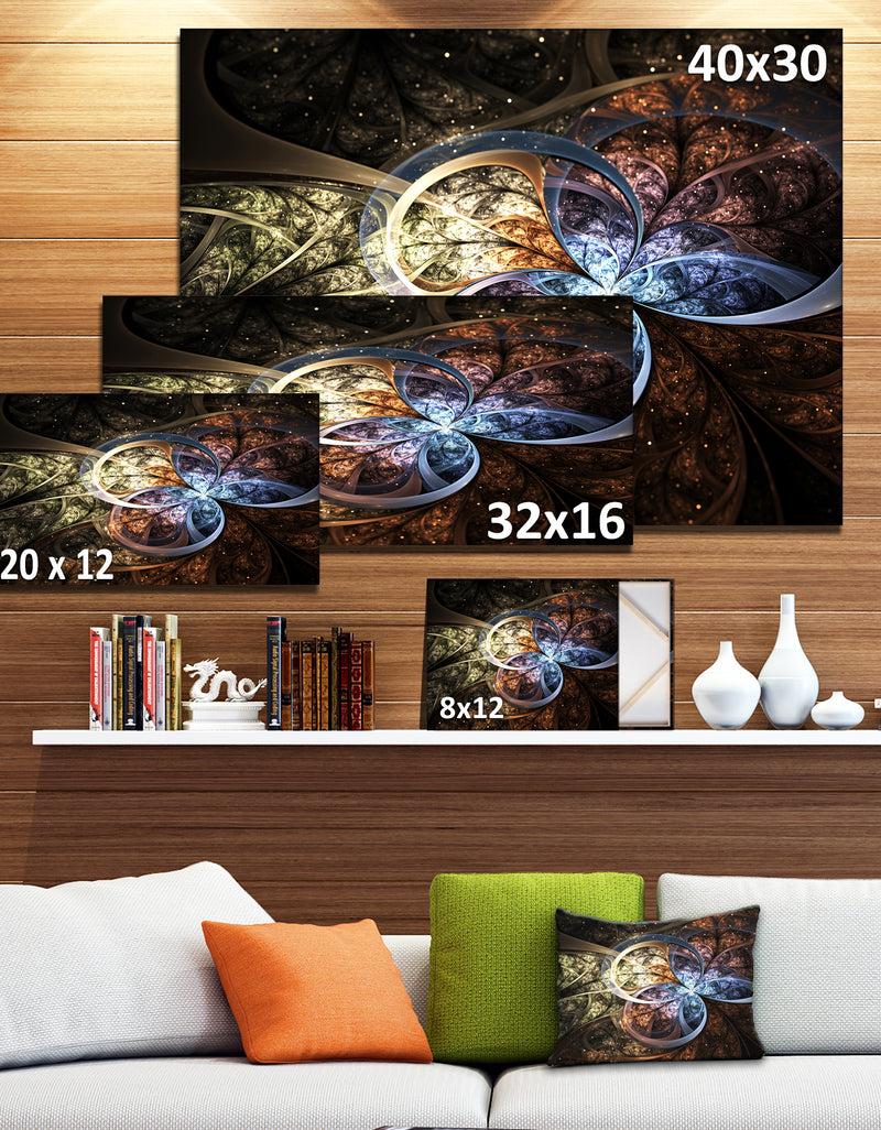 DesignQ Dark Brown Fractal Flower Digital Art - Large Floral Canvas Art Print