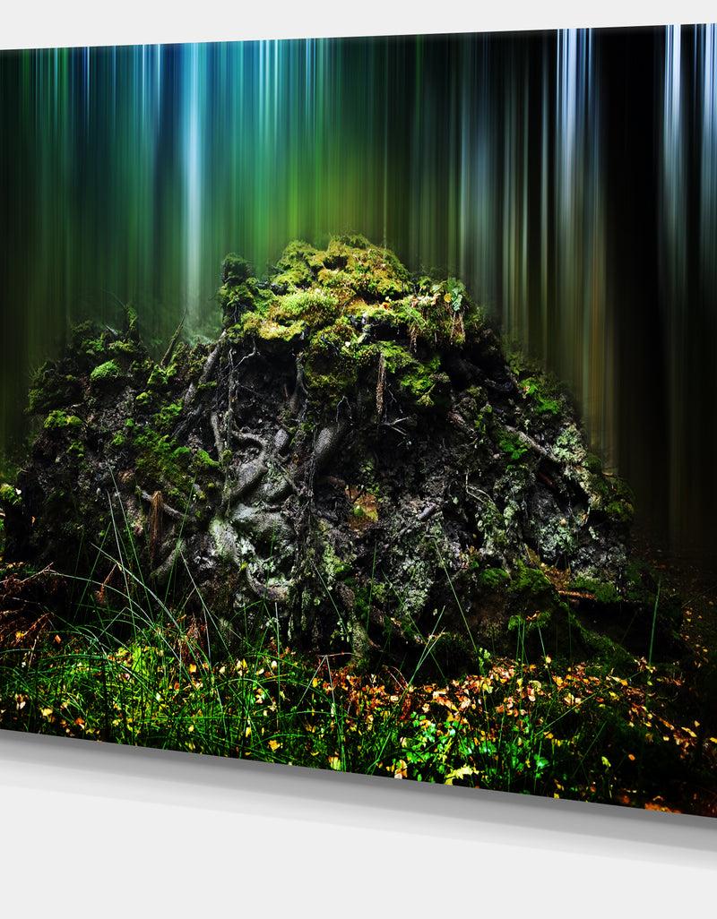 DesignQ Dark Forest On Snowy Morning - Large Landscape Canvas Art Print