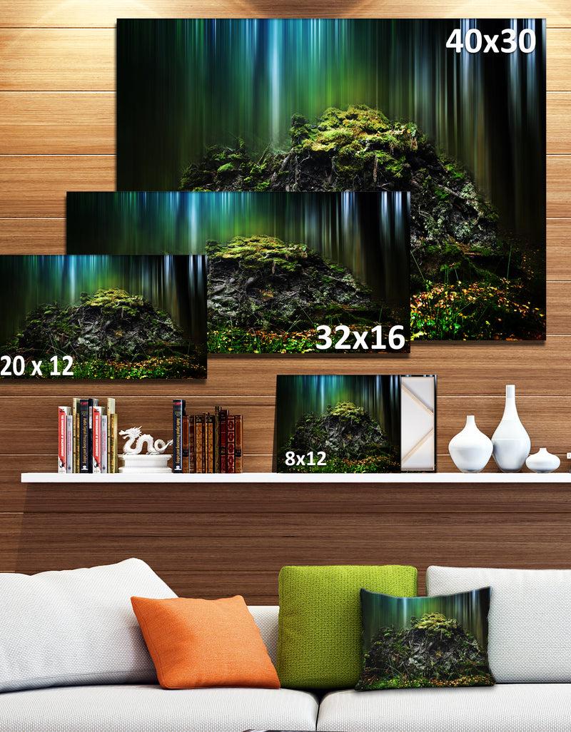 DesignQ Dark Forest On Snowy Morning - Large Landscape Canvas Art Print