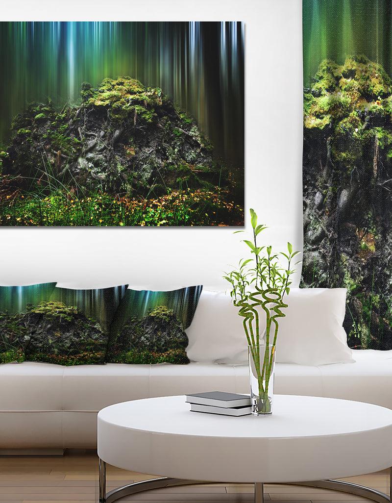 DesignQ Dark Forest on Snowy Morning - Large Landscape Canvas Art Print