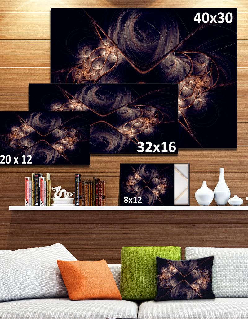 DesignQ Dark Gold Fractal Flower Pattern - Abstract Wall Art Canvas