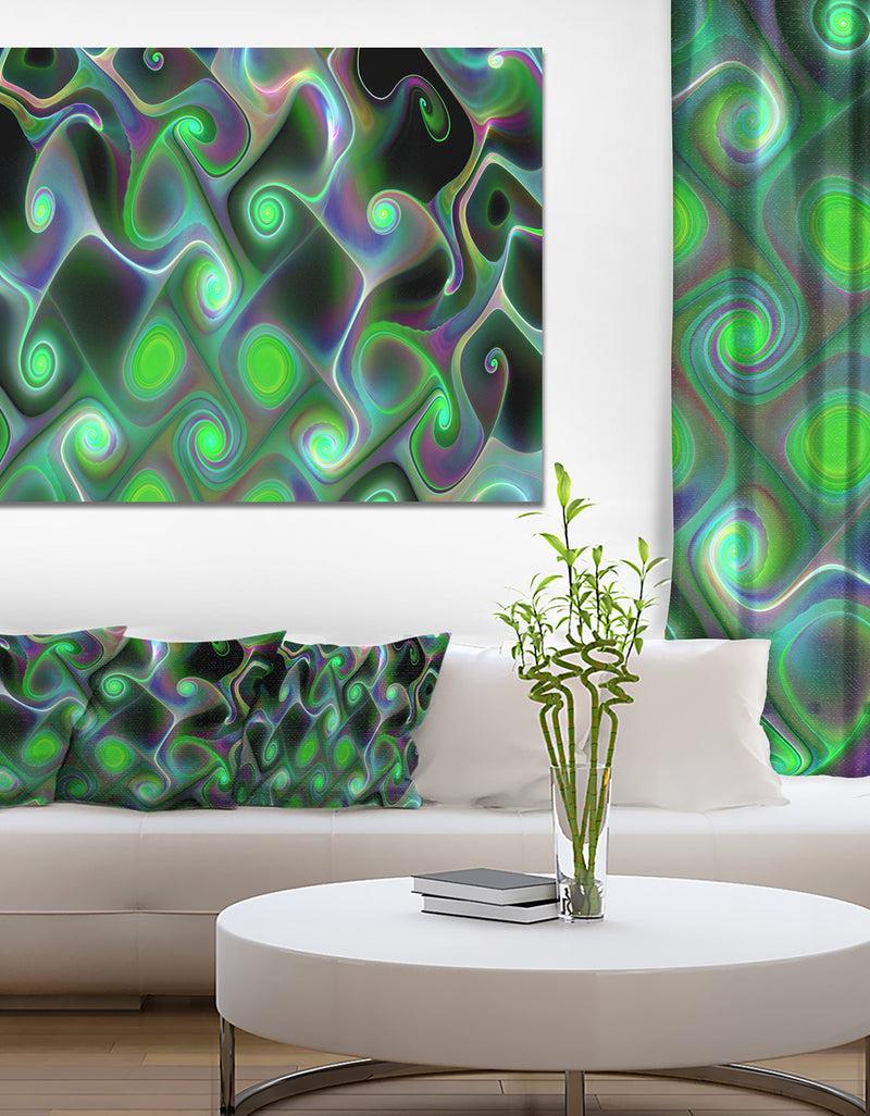 DesignQ Dark Green Fractal Swirls - Abstract Wall Art Canvas