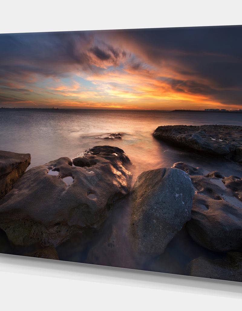 DesignQ Dark La Perouse Beach In Sydney - Large Seashore Canvas Print