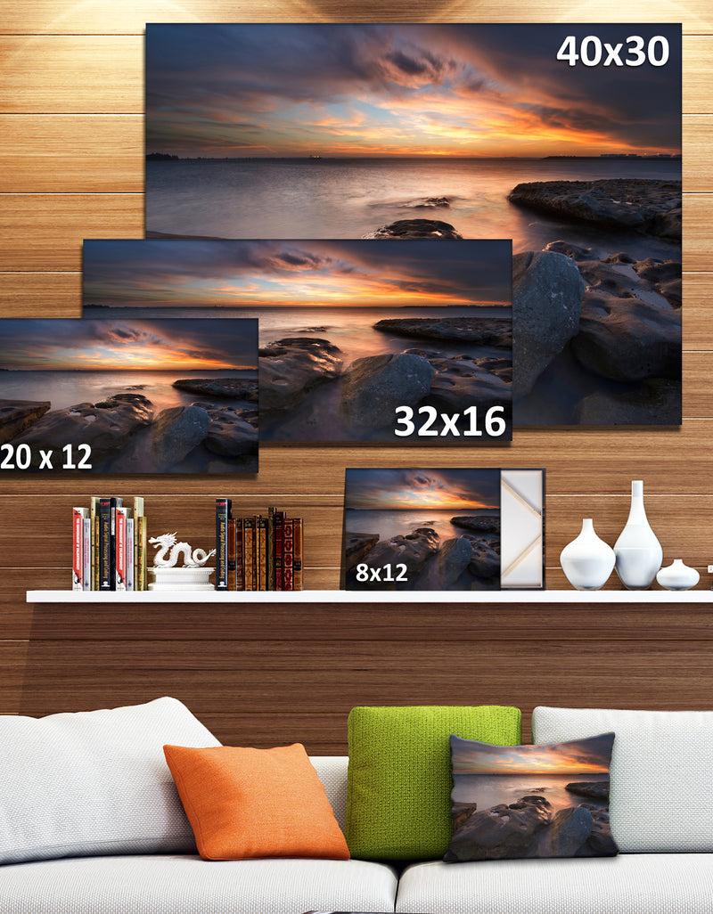 DesignQ Dark La Perouse Beach In Sydney - Large Seashore Canvas Print