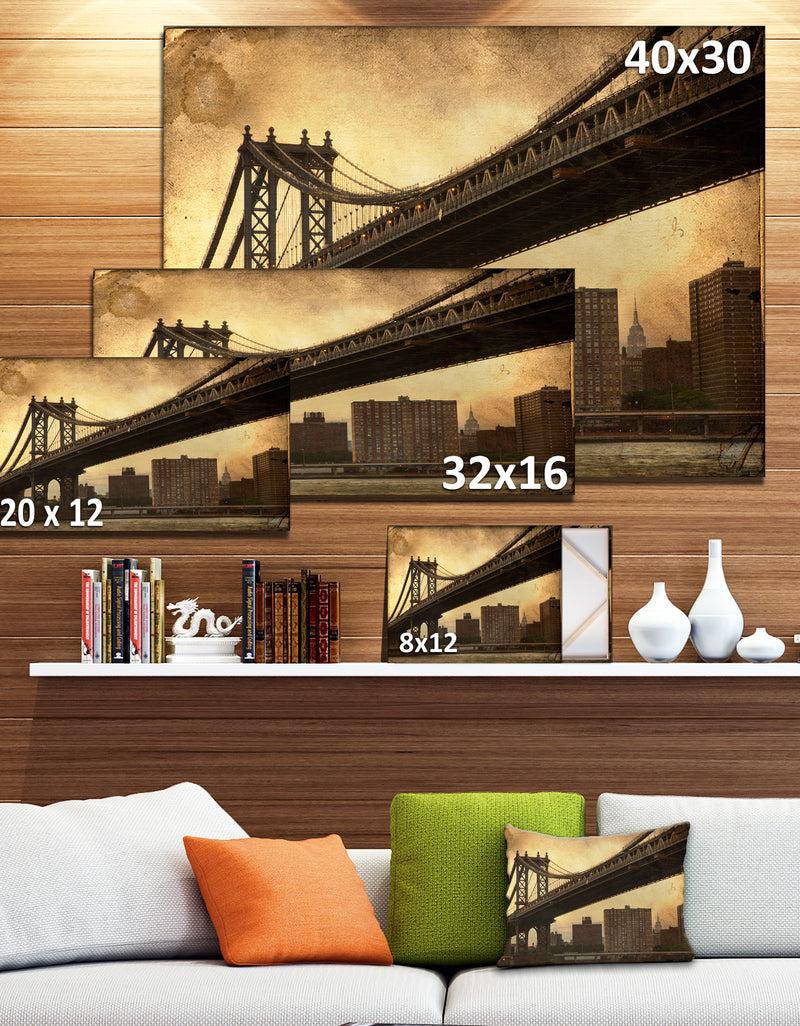 DesignQ Dark Manhattan Bridge - Photo Canvas Art Print