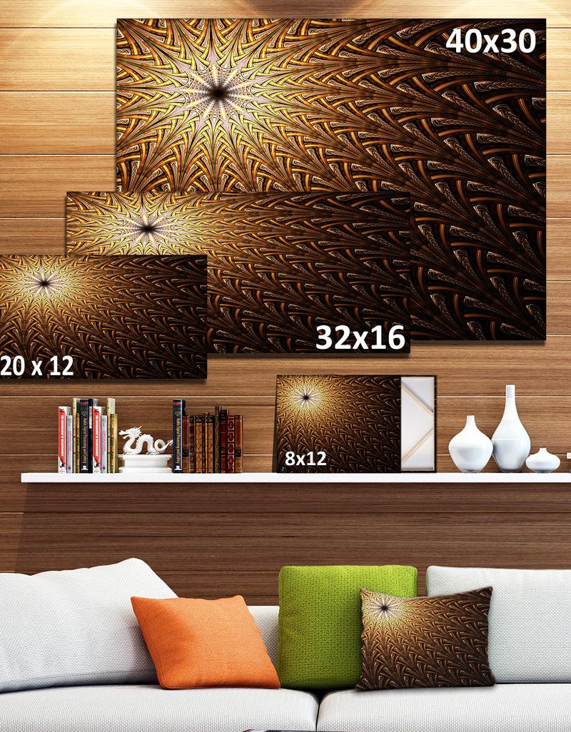 DesignQ Dark Orange Fractal Flower Pattern - Abstract Wall Art Canvas