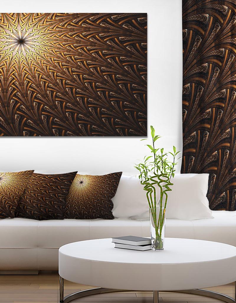 DesignQ Dark Orange Fractal Flower Pattern - Abstract Wall Art Canvas