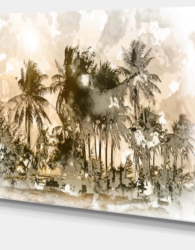 DesignQ Dark Palms At Sunset - Landscape Canvas Art Print