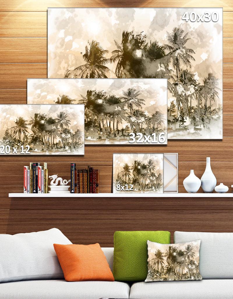 DesignQ Dark Palms At Sunset - Landscape Canvas Art Print