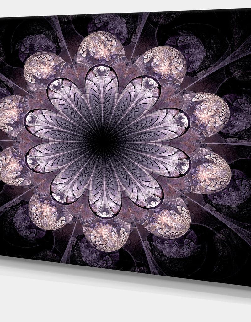 DesignQ Dark Pink Fractal Flower Pattern - Abstract Wall Art On Canvas