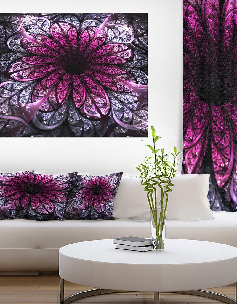 DesignQ Dark Purple Fractal Flower Digital Art - Large Floral Canvas Art Print