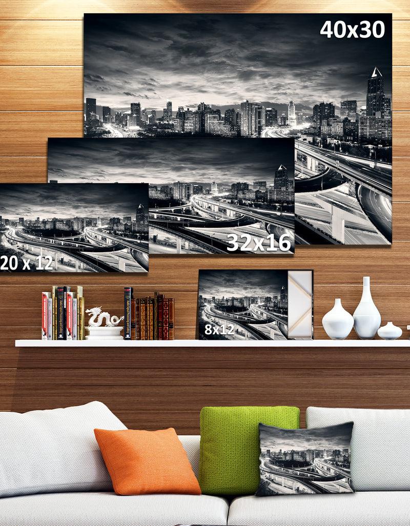 DesignQ Dark Shanghai City - Cityscape Photography Canvas Print