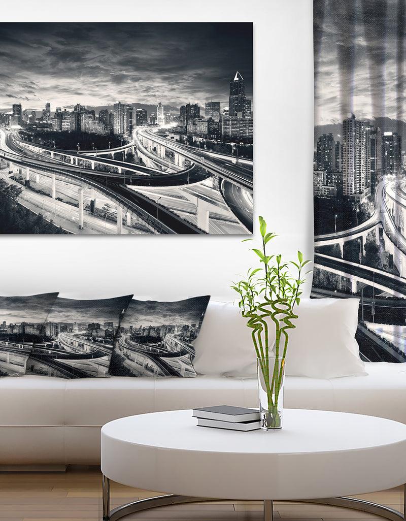 DesignQ Dark Shanghai City - Cityscape Photography Canvas Print