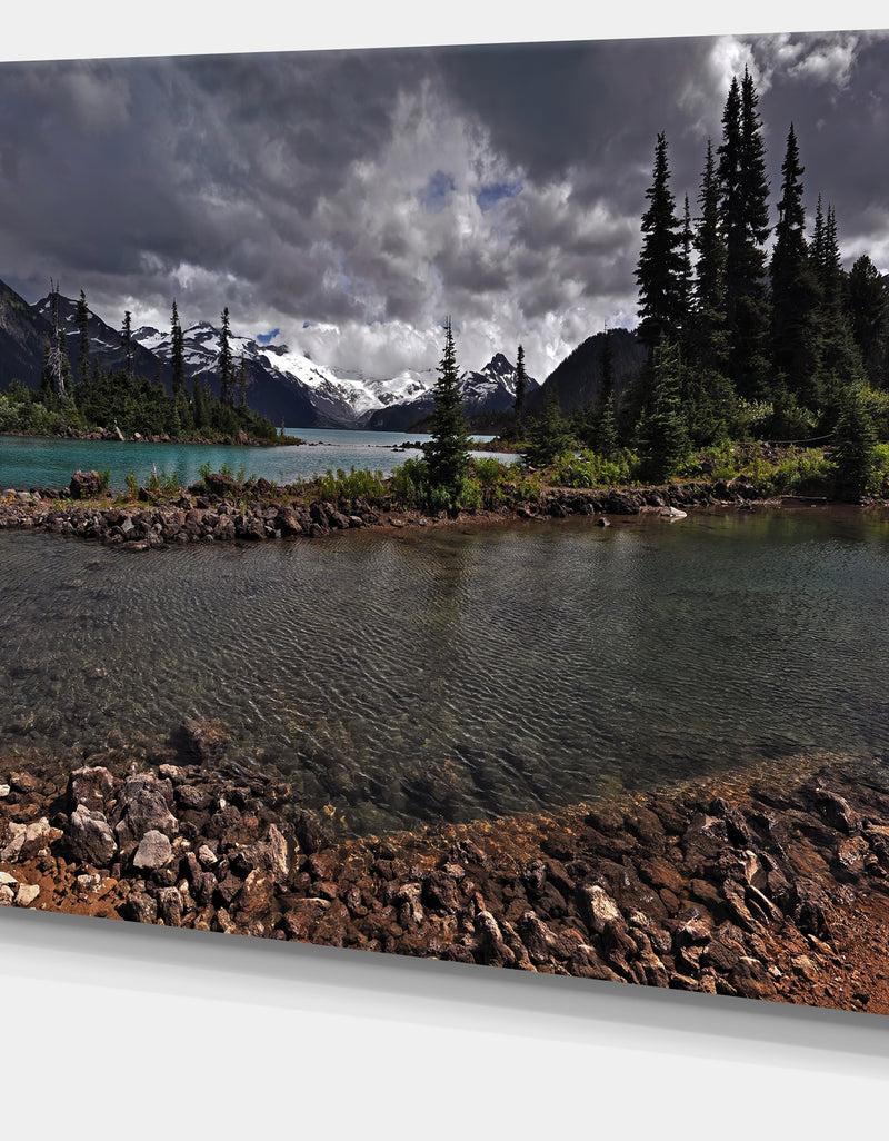 DesignQ Dark Sky Over Crystal Clear Lake - Extra Large Landscape Art Canvas