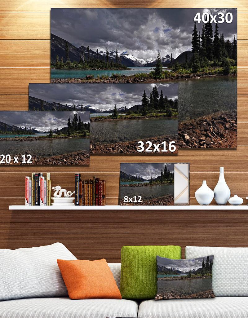DesignQ Dark Sky Over Crystal Clear Lake - Extra Large Landscape Art Canvas