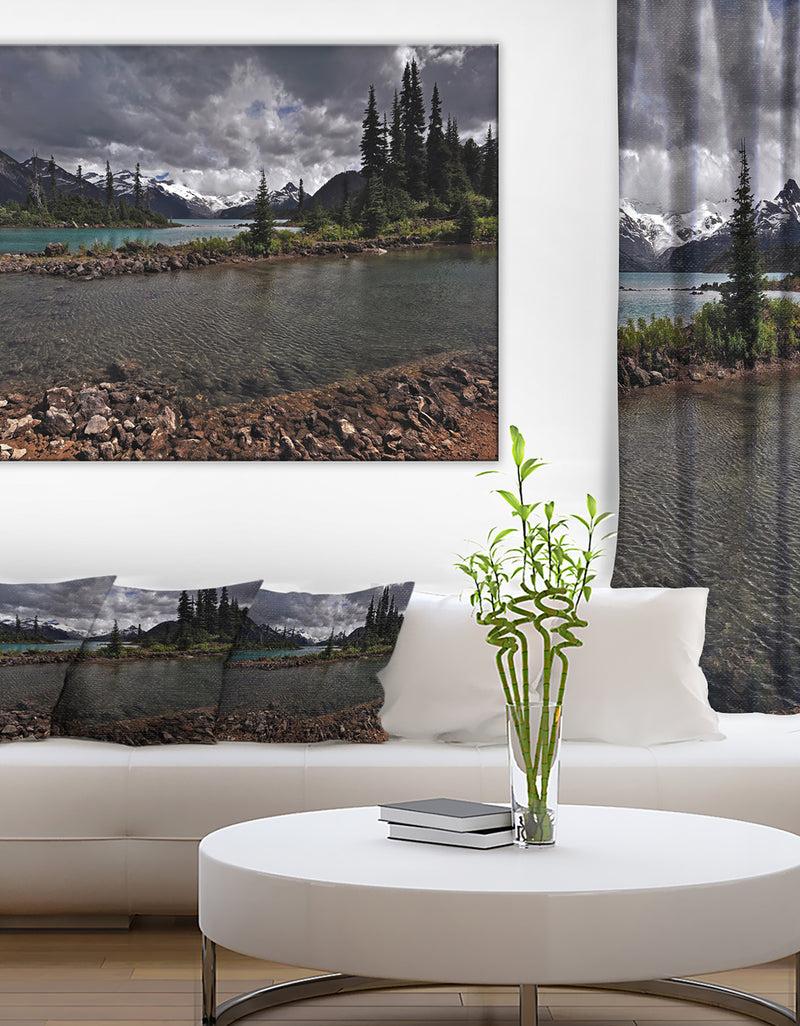 DesignQ Dark Sky over Crystal Clear Lake - Extra Large Landscape Art Canvas