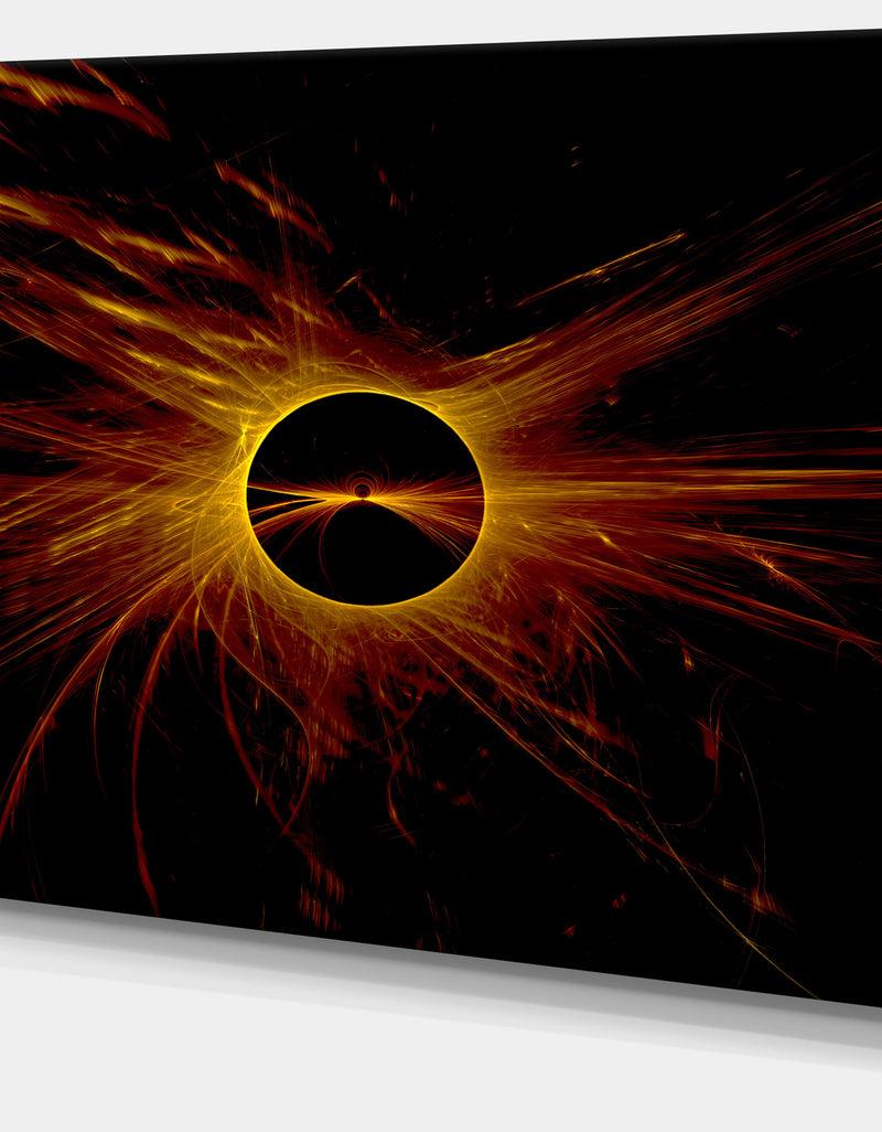 DesignQ Dark Solar Eclipse On Black - Extra Large Abstract Canvas Art Print